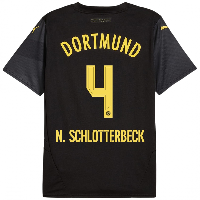 Kinder Nico Schlotterbeck #4 Schwarz Gelb Auswärtstrikot Trikot 2024/25 T-Shirt