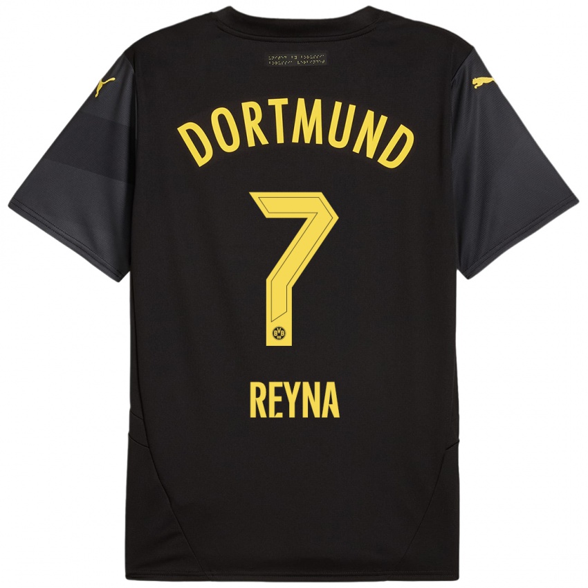 Kinder Giovanni Reyna #7 Schwarz Gelb Auswärtstrikot Trikot 2024/25 T-Shirt