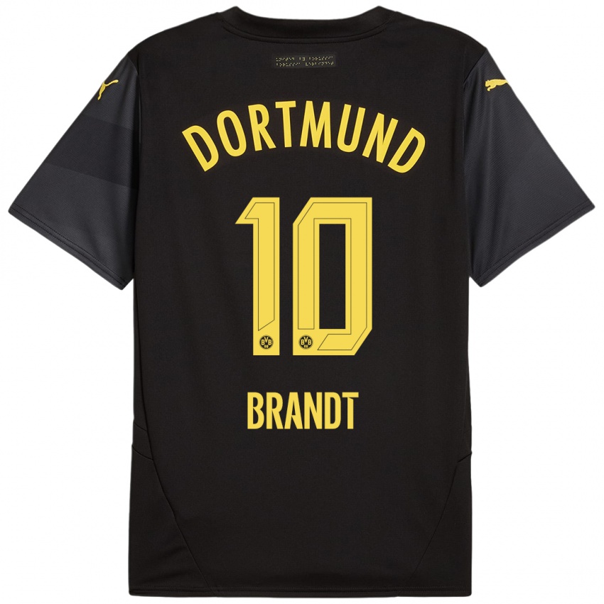 Kinder Julian Brandt #10 Schwarz Gelb Auswärtstrikot Trikot 2024/25 T-Shirt