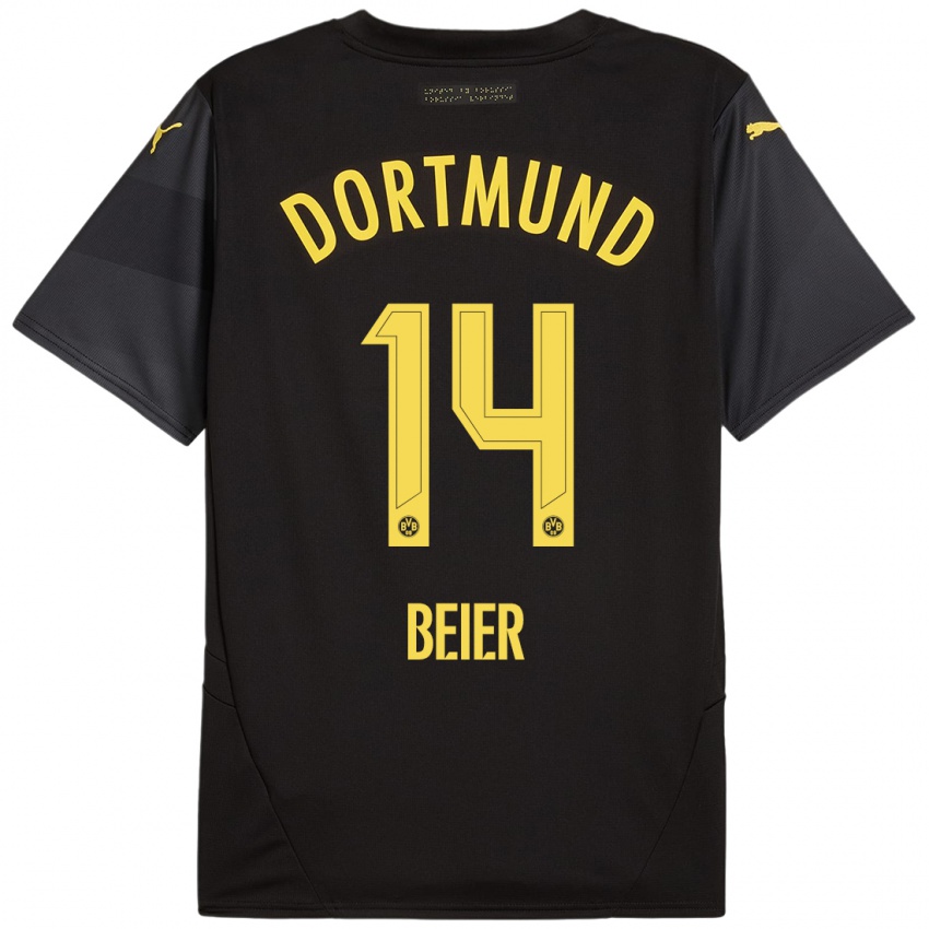 Kinder Maximilian Beier #14 Schwarz Gelb Auswärtstrikot Trikot 2024/25 T-Shirt