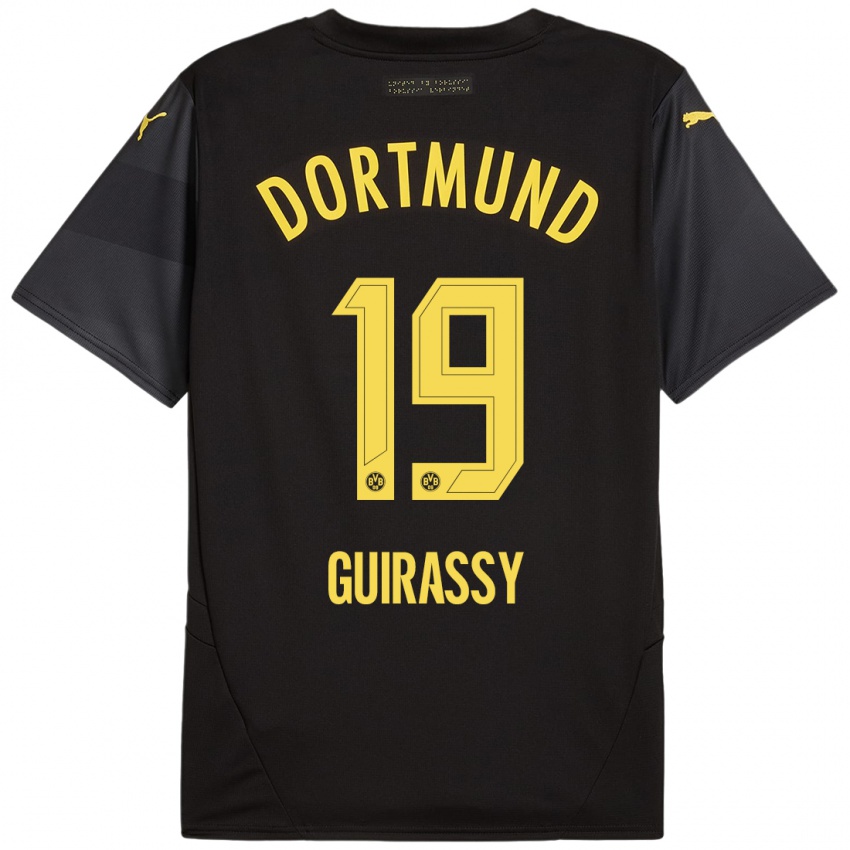 Kinder Serhou Guirassy #19 Schwarz Gelb Auswärtstrikot Trikot 2024/25 T-Shirt