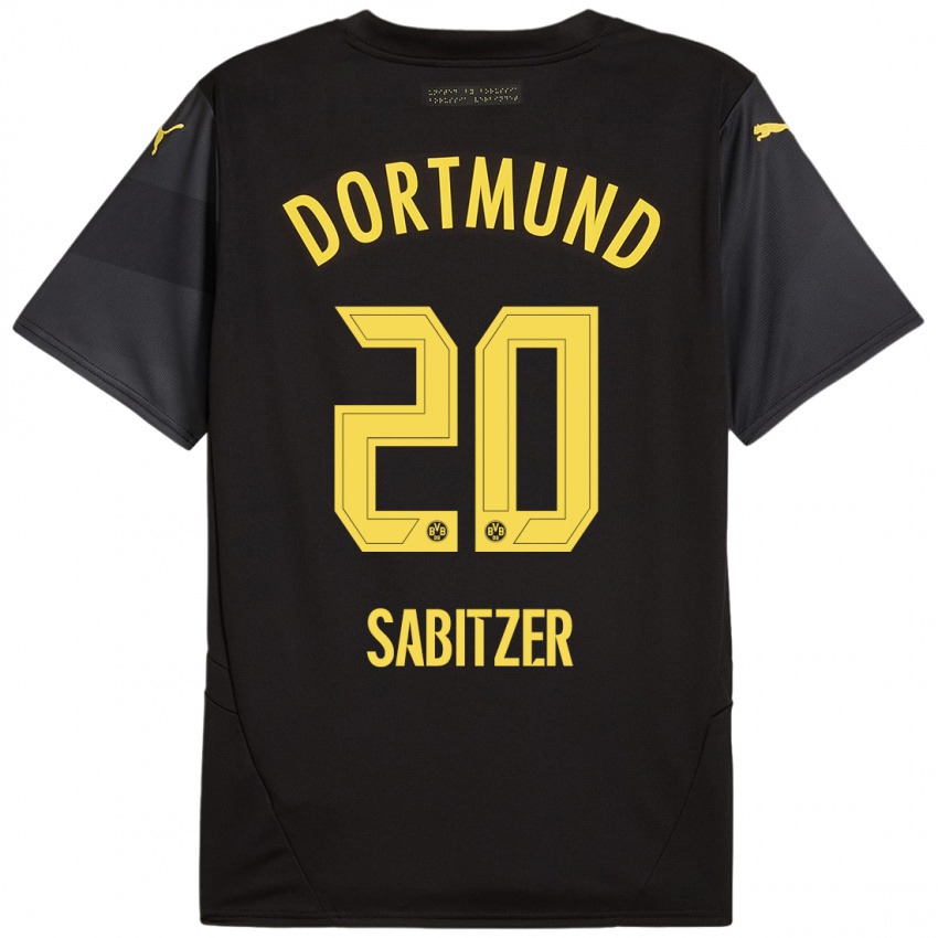 Kinder Marcel Sabitzer #20 Schwarz Gelb Auswärtstrikot Trikot 2024/25 T-Shirt