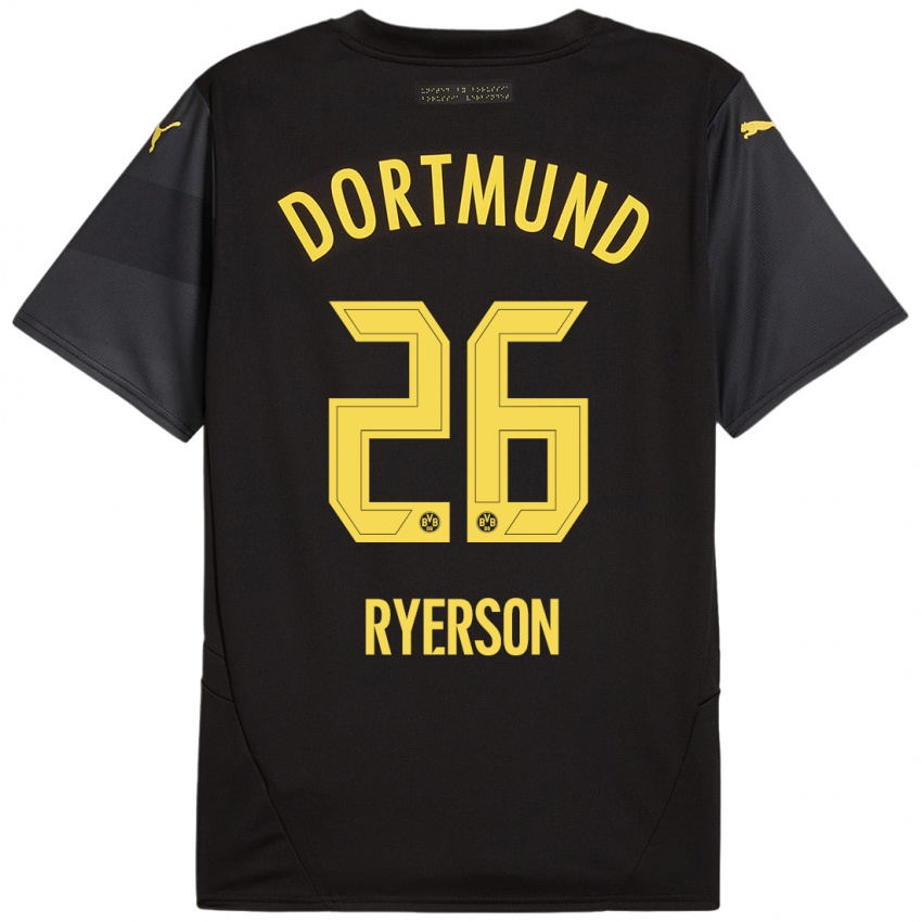 Kinder Julian Ryerson #26 Schwarz Gelb Auswärtstrikot Trikot 2024/25 T-Shirt