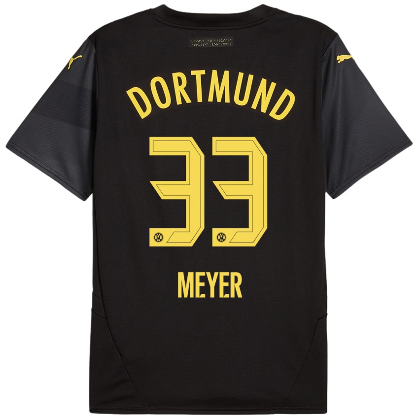 Kinder Alexander Meyer #33 Schwarz Gelb Auswärtstrikot Trikot 2024/25 T-Shirt