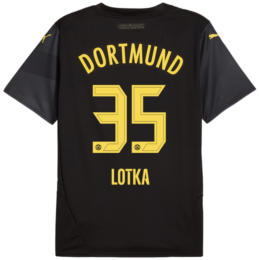 Kinder Marcel Lotka #35 Schwarz Gelb Auswärtstrikot Trikot 2024/25 T-Shirt