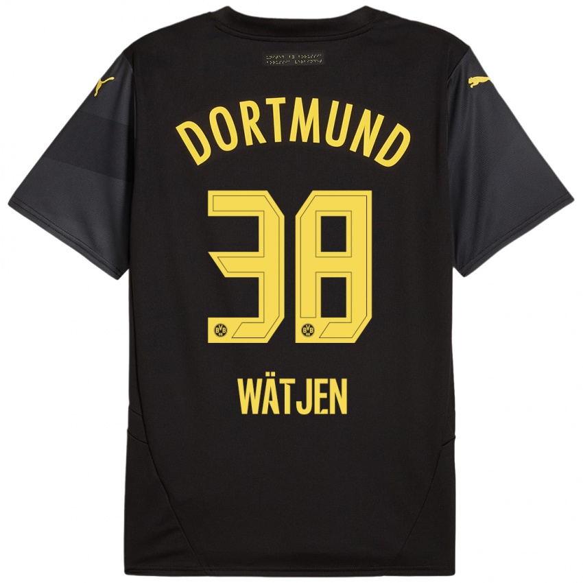 Kinder Kjell Wätjen #38 Schwarz Gelb Auswärtstrikot Trikot 2024/25 T-Shirt