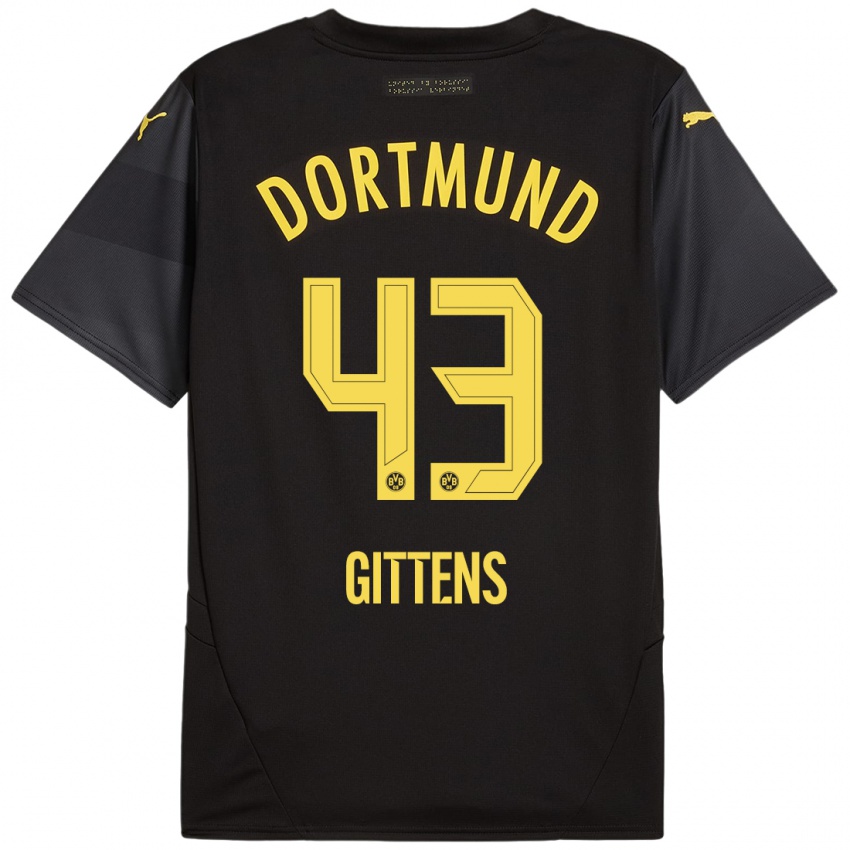 Kinder Jamie Bynoe-Gittens #43 Schwarz Gelb Auswärtstrikot Trikot 2024/25 T-Shirt