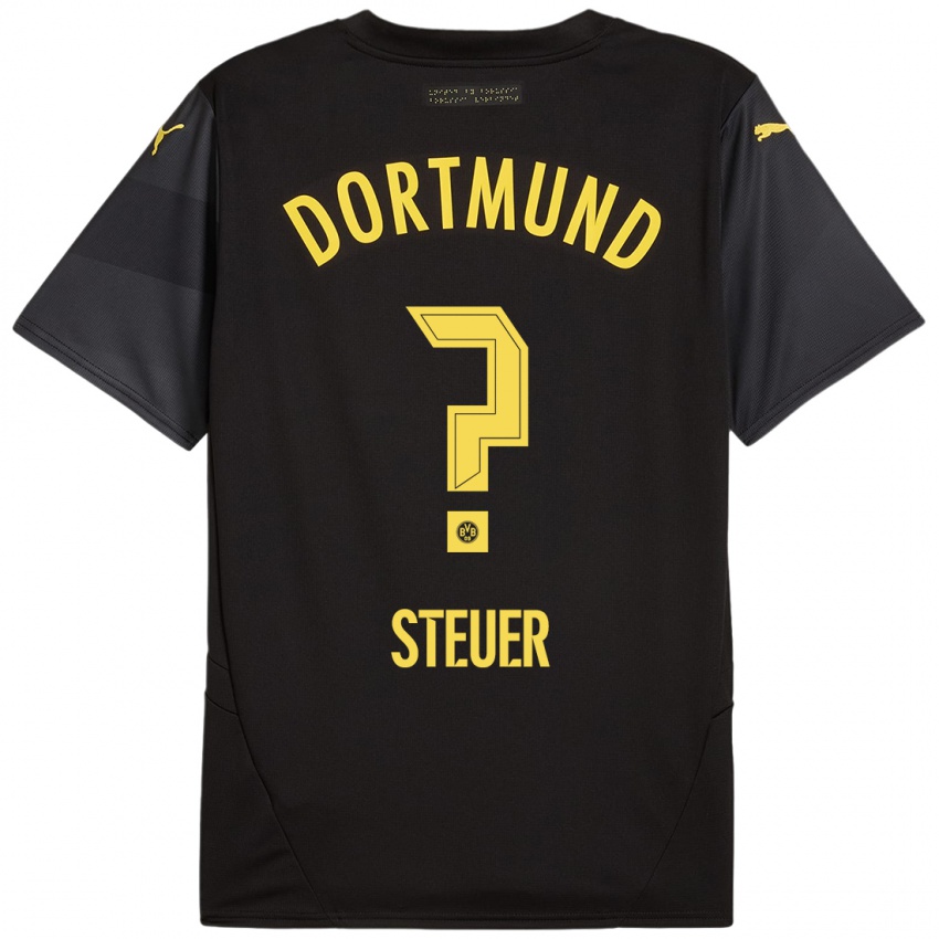 Kinder Etienne Steuer #0 Schwarz Gelb Auswärtstrikot Trikot 2024/25 T-Shirt