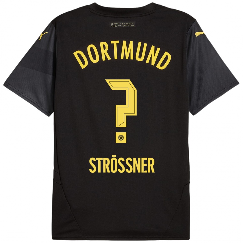 Kinder Lenni Strößner #0 Schwarz Gelb Auswärtstrikot Trikot 2024/25 T-Shirt