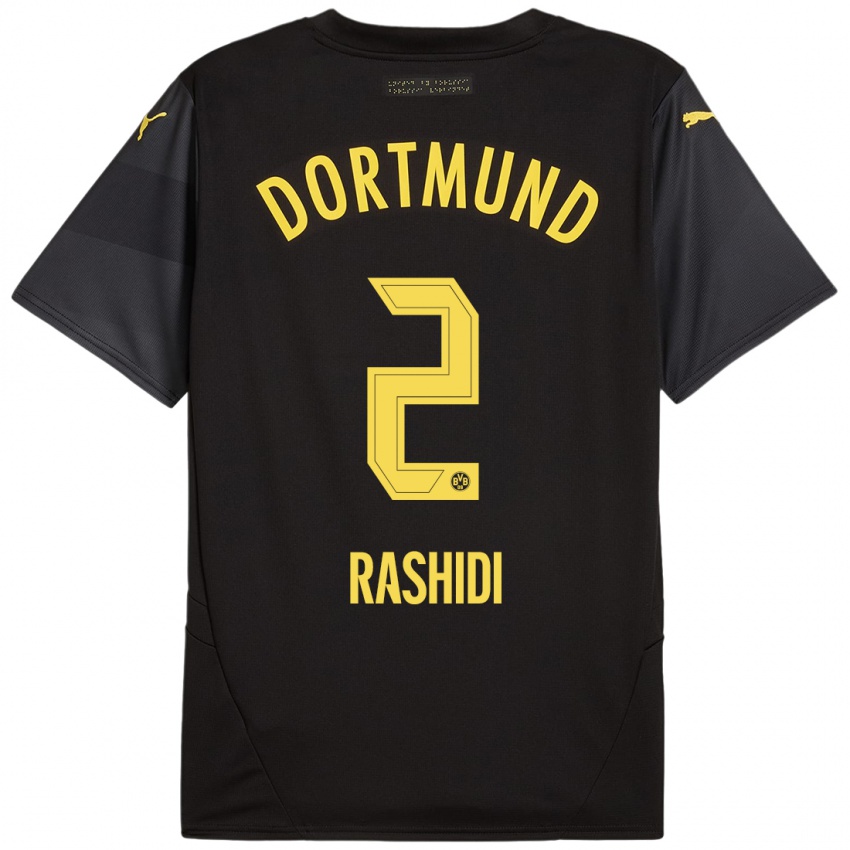 Kinder William Rashidi #2 Schwarz Gelb Auswärtstrikot Trikot 2024/25 T-Shirt