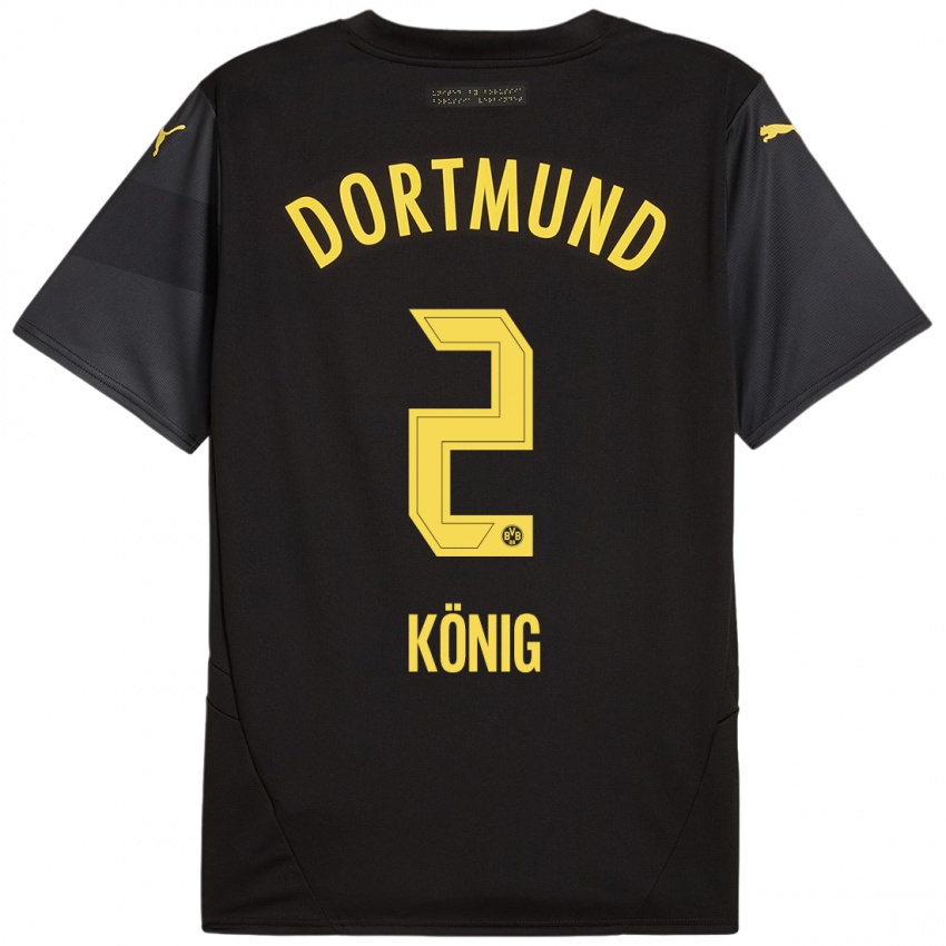 Kinder Niklas König #2 Schwarz Gelb Auswärtstrikot Trikot 2024/25 T-Shirt