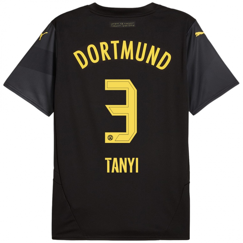 Kinder Paul Tanyi #3 Schwarz Gelb Auswärtstrikot Trikot 2024/25 T-Shirt