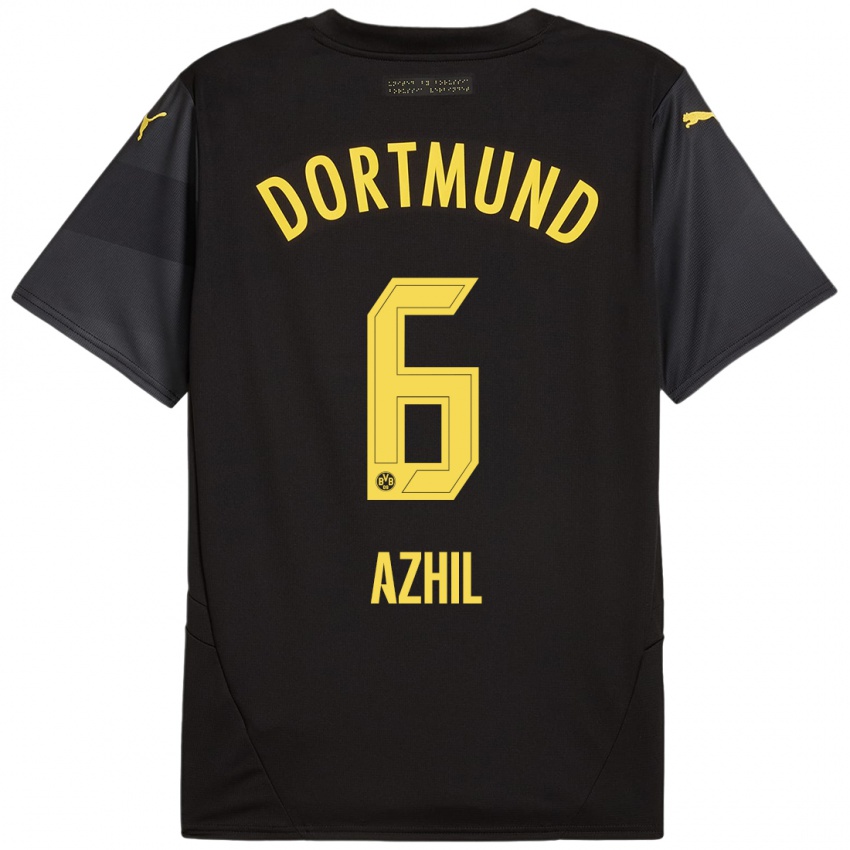 Kinder Ayman Azhil #6 Schwarz Gelb Auswärtstrikot Trikot 2024/25 T-Shirt