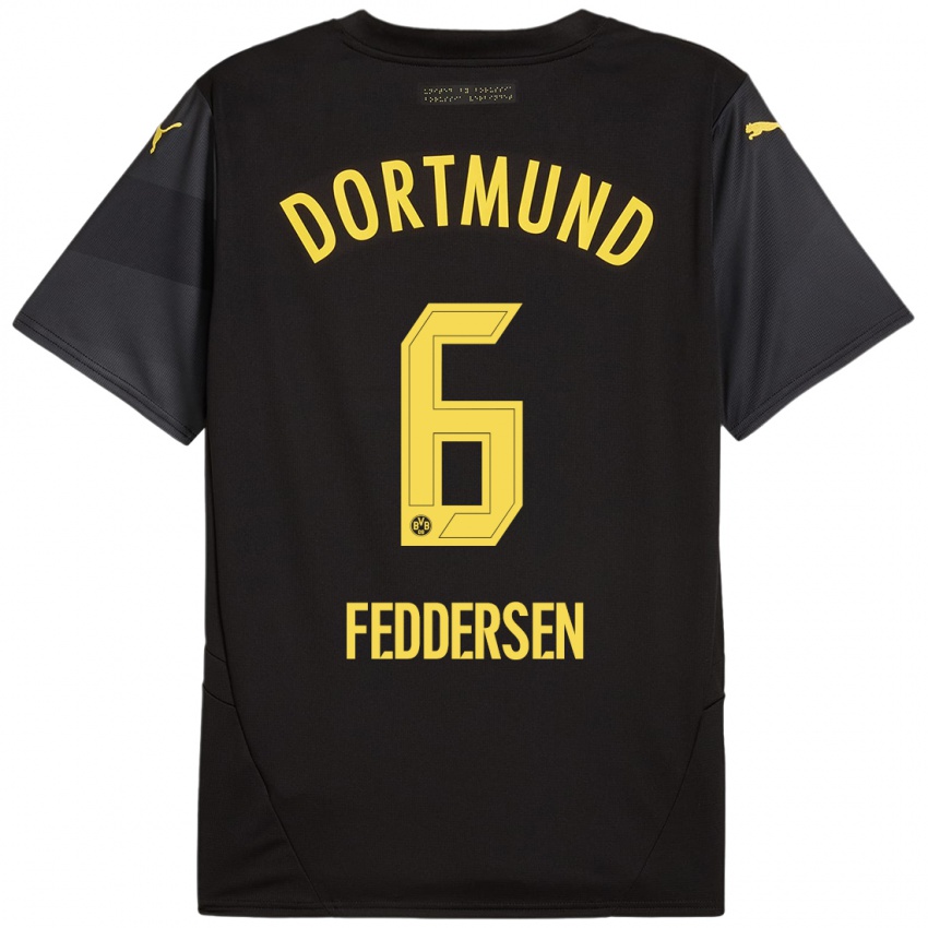 Kinder Jonas Feddersen #6 Schwarz Gelb Auswärtstrikot Trikot 2024/25 T-Shirt