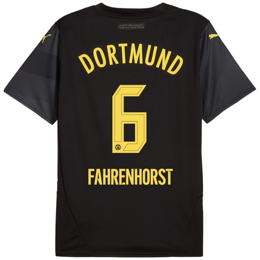 Kinder Luke Fahrenhorst #6 Schwarz Gelb Auswärtstrikot Trikot 2024/25 T-Shirt