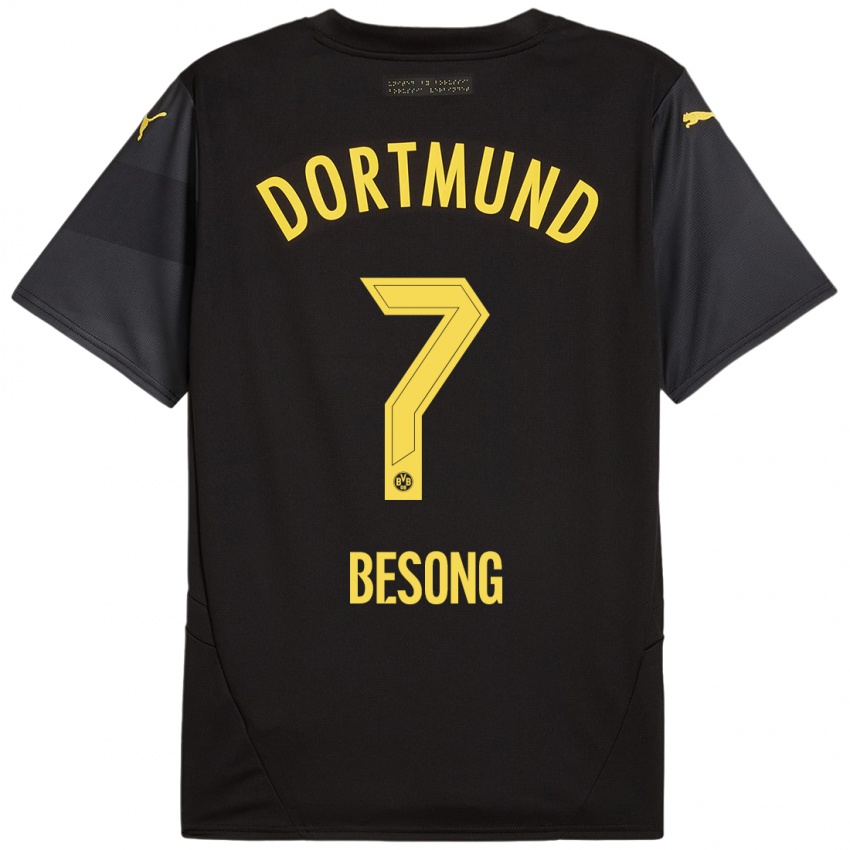 Kinder Paul-Philipp Besong #7 Schwarz Gelb Auswärtstrikot Trikot 2024/25 T-Shirt