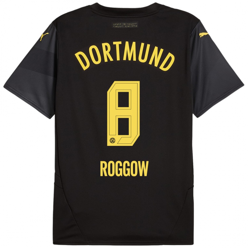 Kinder Franz Roggow #8 Schwarz Gelb Auswärtstrikot Trikot 2024/25 T-Shirt