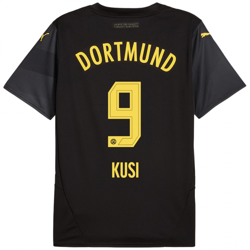 Kinder Jemain Kusi #9 Schwarz Gelb Auswärtstrikot Trikot 2024/25 T-Shirt