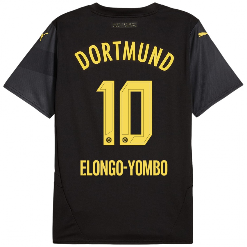 Kinder Rodney Elongo-Yombo #10 Schwarz Gelb Auswärtstrikot Trikot 2024/25 T-Shirt