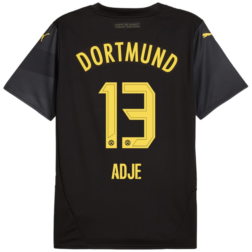 Kinder Miguel Adje #13 Schwarz Gelb Auswärtstrikot Trikot 2024/25 T-Shirt