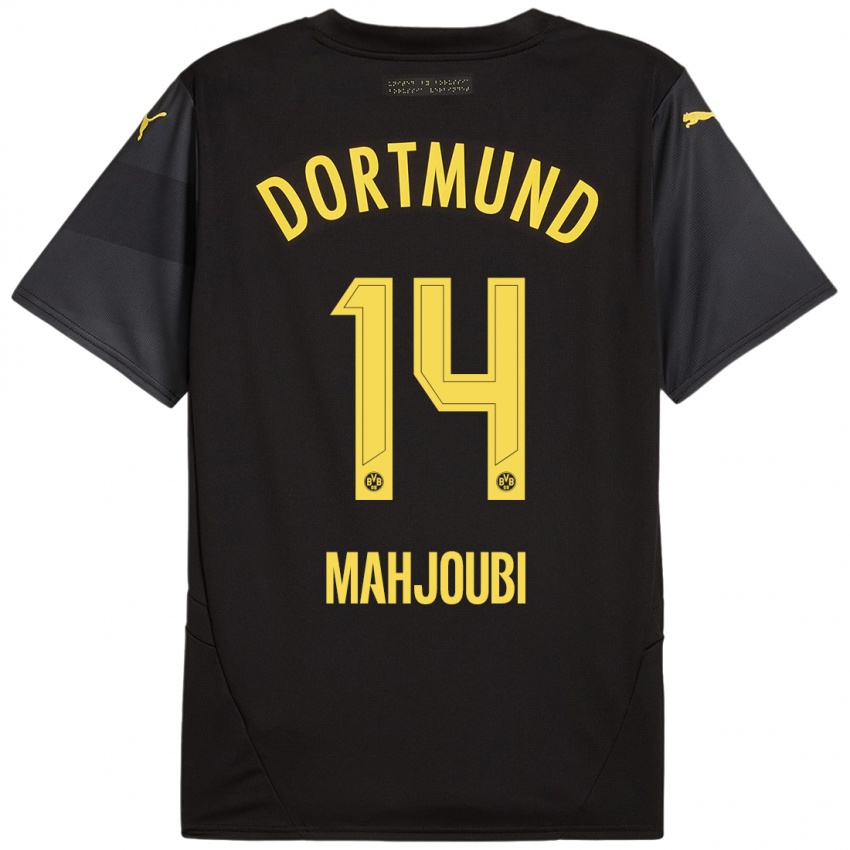 Kinder Anas Mahjoubi #14 Schwarz Gelb Auswärtstrikot Trikot 2024/25 T-Shirt