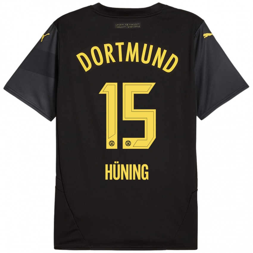 Kinder Ben Hüning #15 Schwarz Gelb Auswärtstrikot Trikot 2024/25 T-Shirt