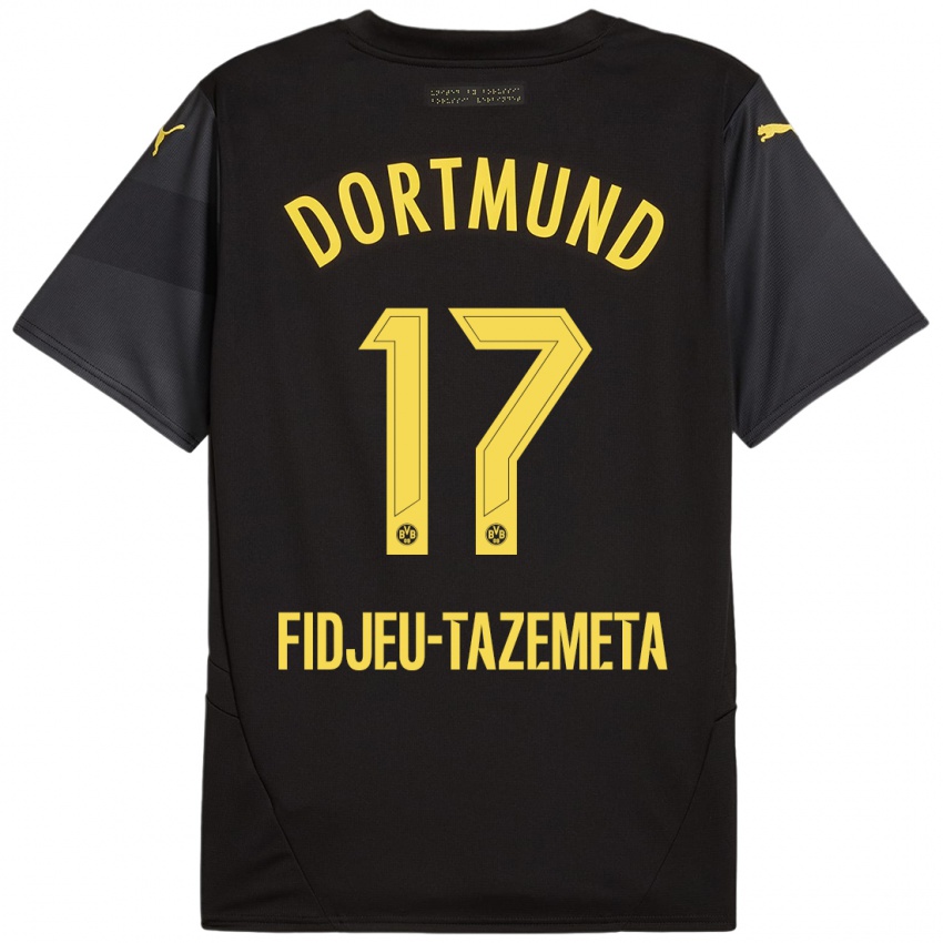 Kinder Thierry Fidjeu-Tazemeta #17 Schwarz Gelb Auswärtstrikot Trikot 2024/25 T-Shirt