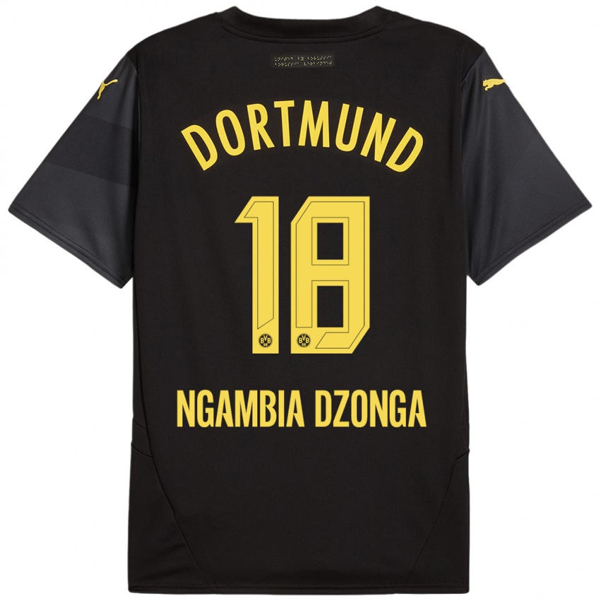 Kinder Diego Ngambia Dzonga #18 Schwarz Gelb Auswärtstrikot Trikot 2024/25 T-Shirt