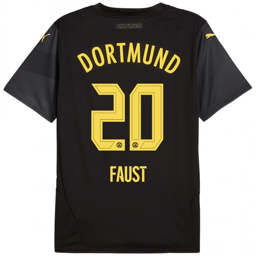 Kinder Tom Faust #20 Schwarz Gelb Auswärtstrikot Trikot 2024/25 T-Shirt