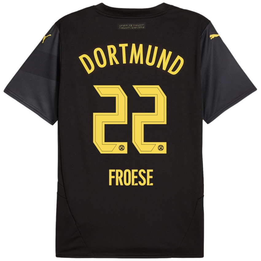 Kinder Julien Froese #22 Schwarz Gelb Auswärtstrikot Trikot 2024/25 T-Shirt