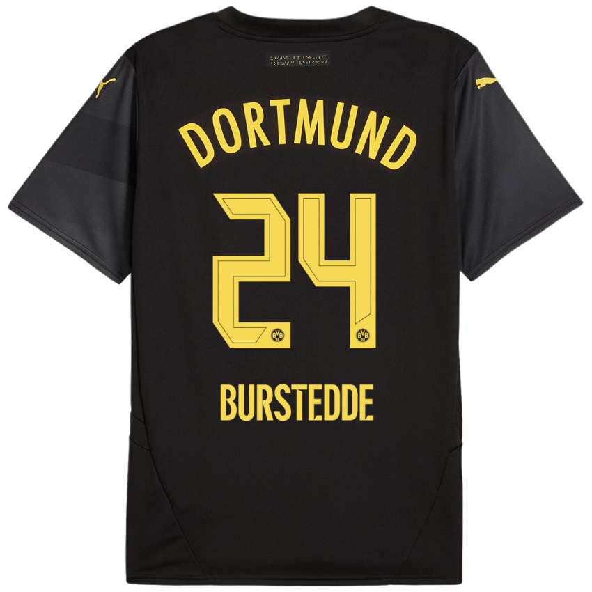 Kinder Joshua Burstedde #24 Schwarz Gelb Auswärtstrikot Trikot 2024/25 T-Shirt