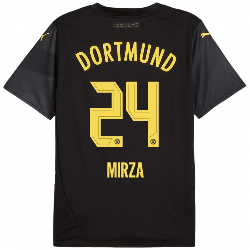 Kinder Marwan-Omir Mirza #24 Schwarz Gelb Auswärtstrikot Trikot 2024/25 T-Shirt