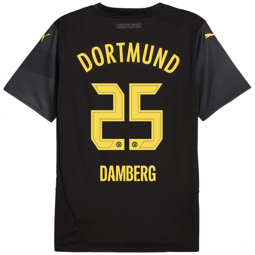 Kinder Niclas Damberg #25 Schwarz Gelb Auswärtstrikot Trikot 2024/25 T-Shirt