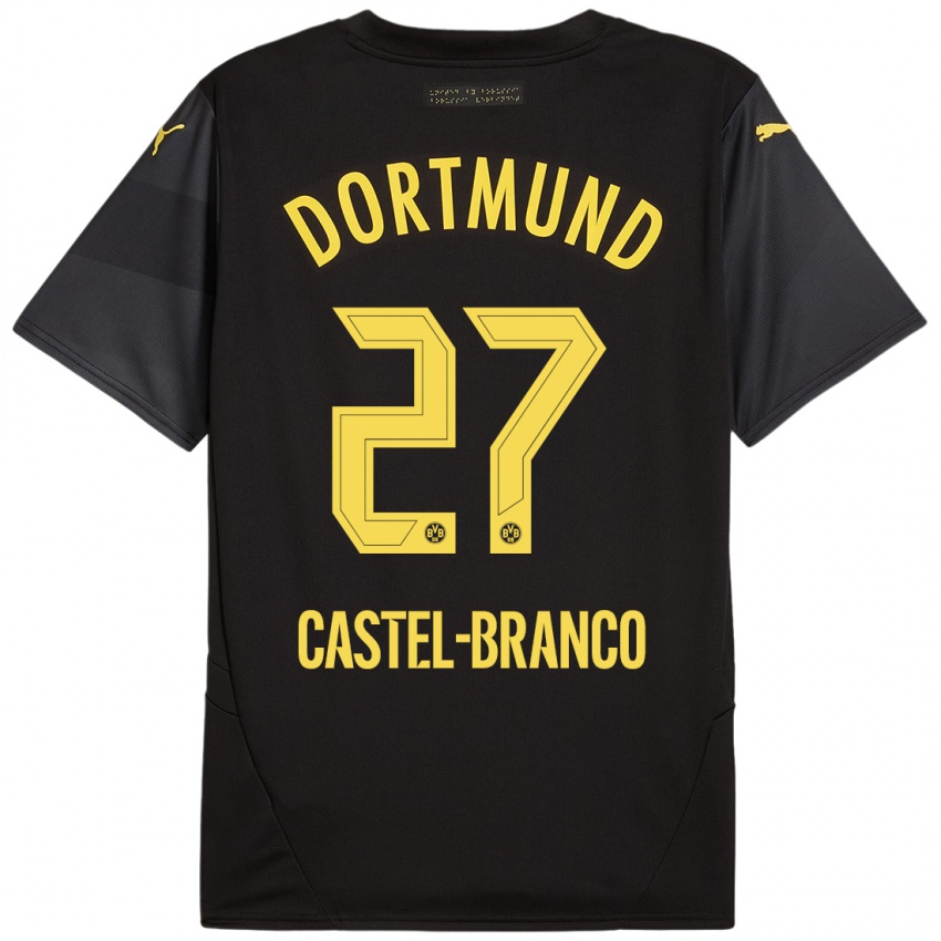 Kinder Diego Castel-Branco #27 Schwarz Gelb Auswärtstrikot Trikot 2024/25 T-Shirt