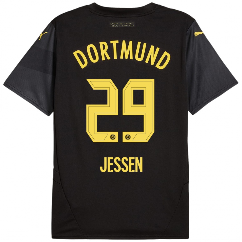 Kinder Niklas Jessen #29 Schwarz Gelb Auswärtstrikot Trikot 2024/25 T-Shirt