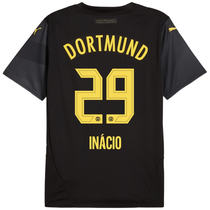 Kinder Samuele Inácio #29 Schwarz Gelb Auswärtstrikot Trikot 2024/25 T-Shirt