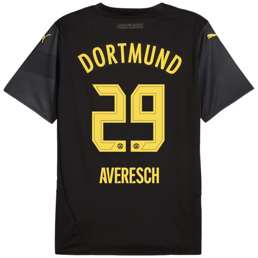 Kinder Noah Averesch #29 Schwarz Gelb Auswärtstrikot Trikot 2024/25 T-Shirt