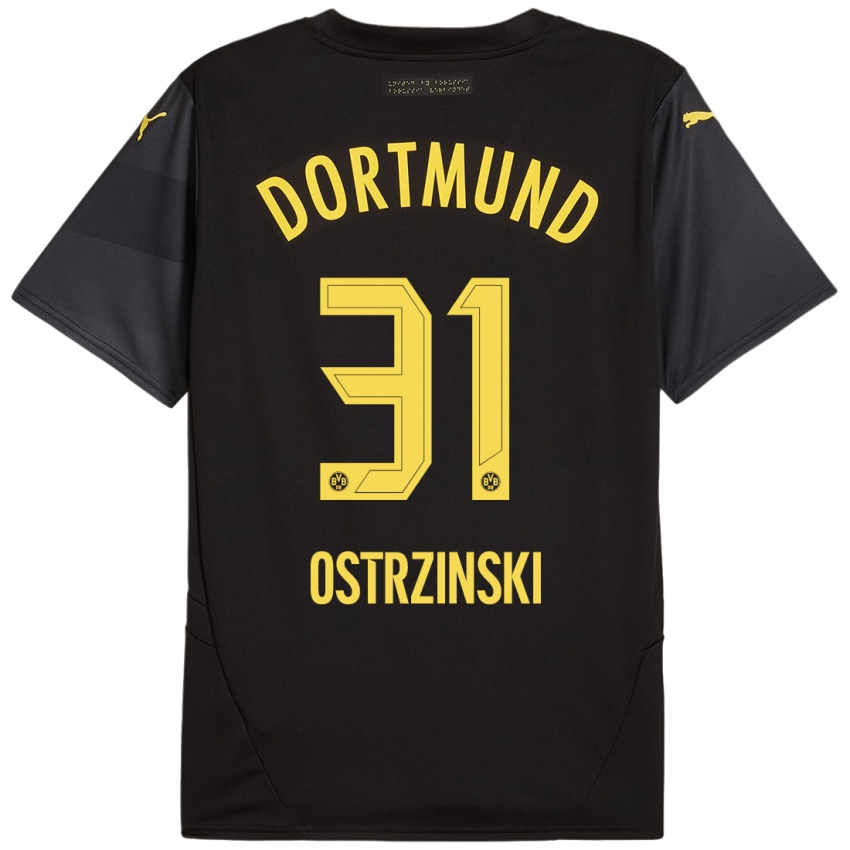 Kinder Silas Ostrzinski #31 Schwarz Gelb Auswärtstrikot Trikot 2024/25 T-Shirt