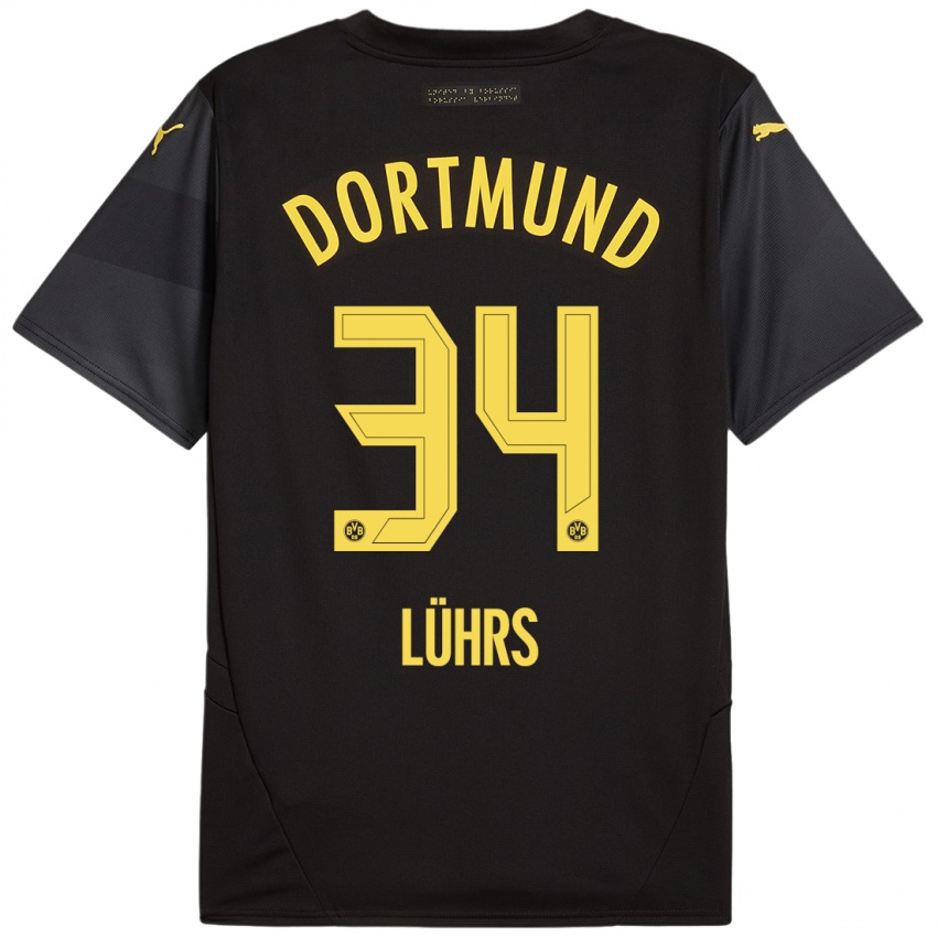 Kinder Yannik Lührs #34 Schwarz Gelb Auswärtstrikot Trikot 2024/25 T-Shirt