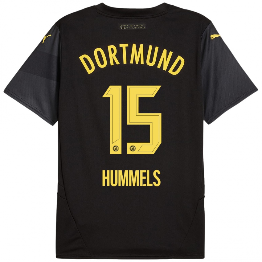 Kinder Mats Hummels #15 Schwarz Gelb Auswärtstrikot Trikot 2024/25 T-Shirt