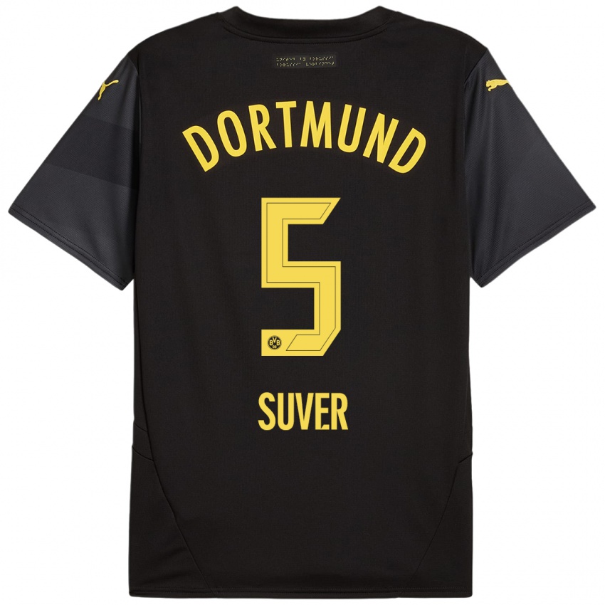 Kinder Mario Suver #5 Schwarz Gelb Auswärtstrikot Trikot 2024/25 T-Shirt