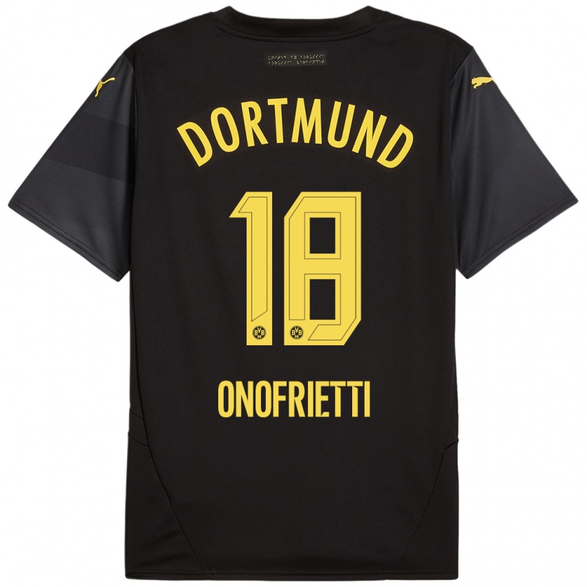 Kinder Vincenzo Onofrietti #18 Schwarz Gelb Auswärtstrikot Trikot 2024/25 T-Shirt