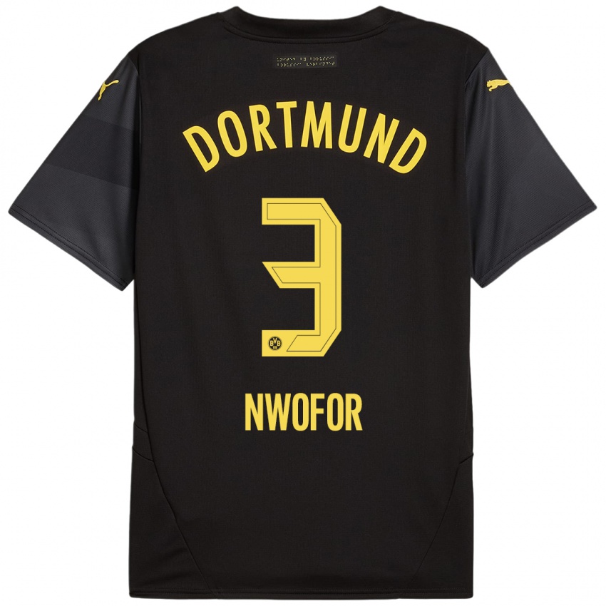 Kinder Jamie Nwofor #3 Schwarz Gelb Auswärtstrikot Trikot 2024/25 T-Shirt