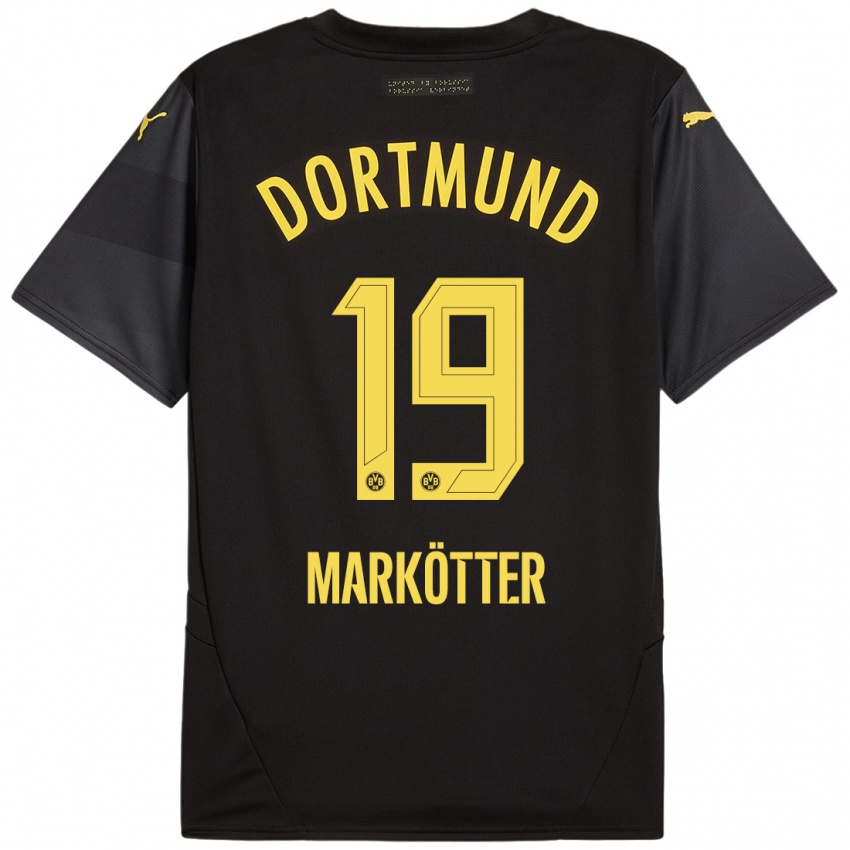 Kinder Jonah Markötter #19 Schwarz Gelb Auswärtstrikot Trikot 2024/25 T-Shirt