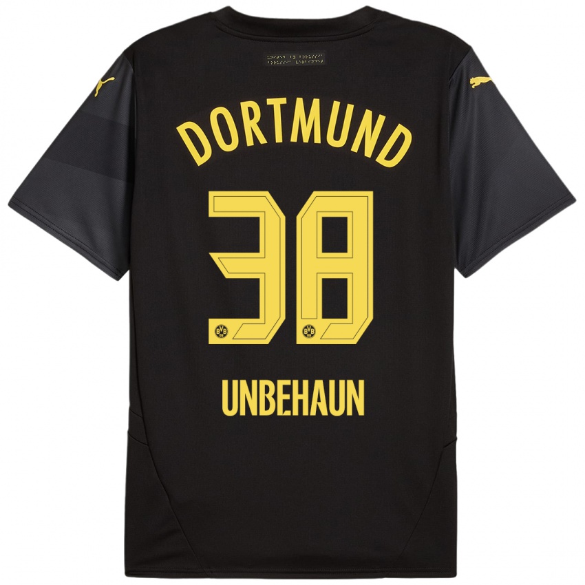 Kinder Luca Unbehaun #38 Schwarz Gelb Auswärtstrikot Trikot 2024/25 T-Shirt