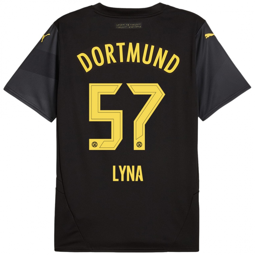 Kinder Schwarz Lyna #57 Schwarz Gelb Auswärtstrikot Trikot 2024/25 T-Shirt