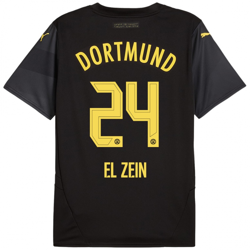 Kinder Abu-Bekir Omer El-Zein #24 Schwarz Gelb Auswärtstrikot Trikot 2024/25 T-Shirt