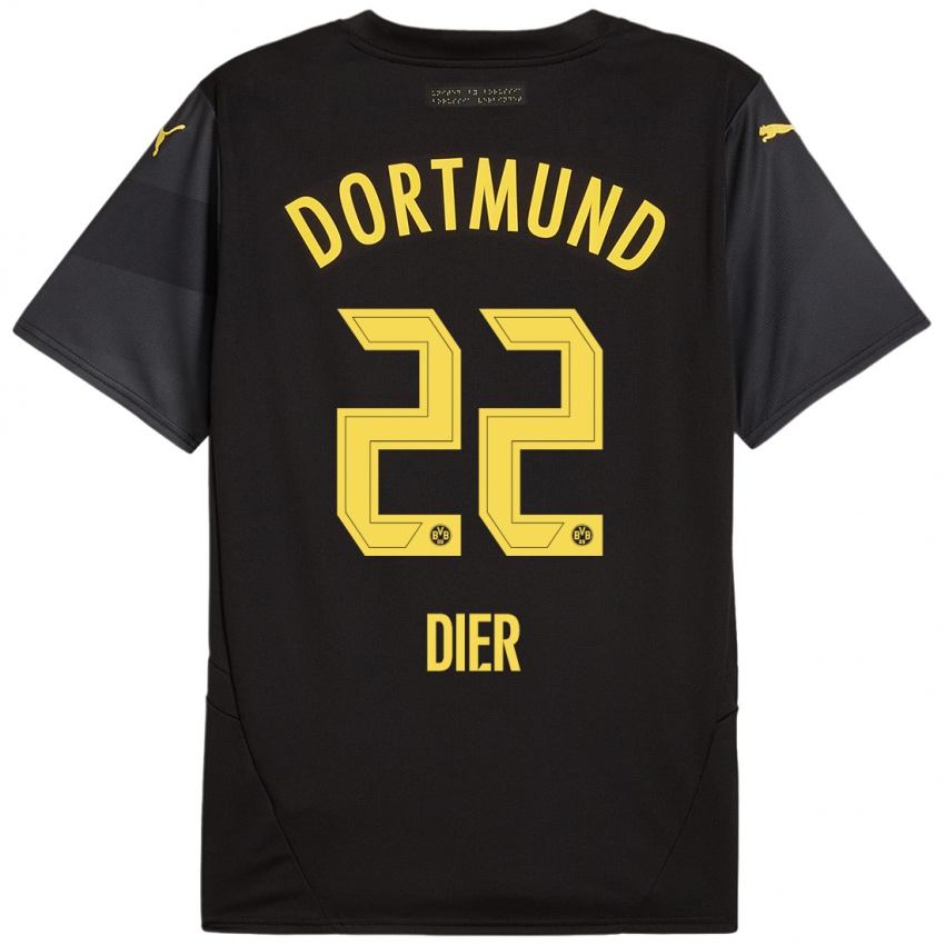 Kinder Henrik Dier #22 Schwarz Gelb Auswärtstrikot Trikot 2024/25 T-Shirt