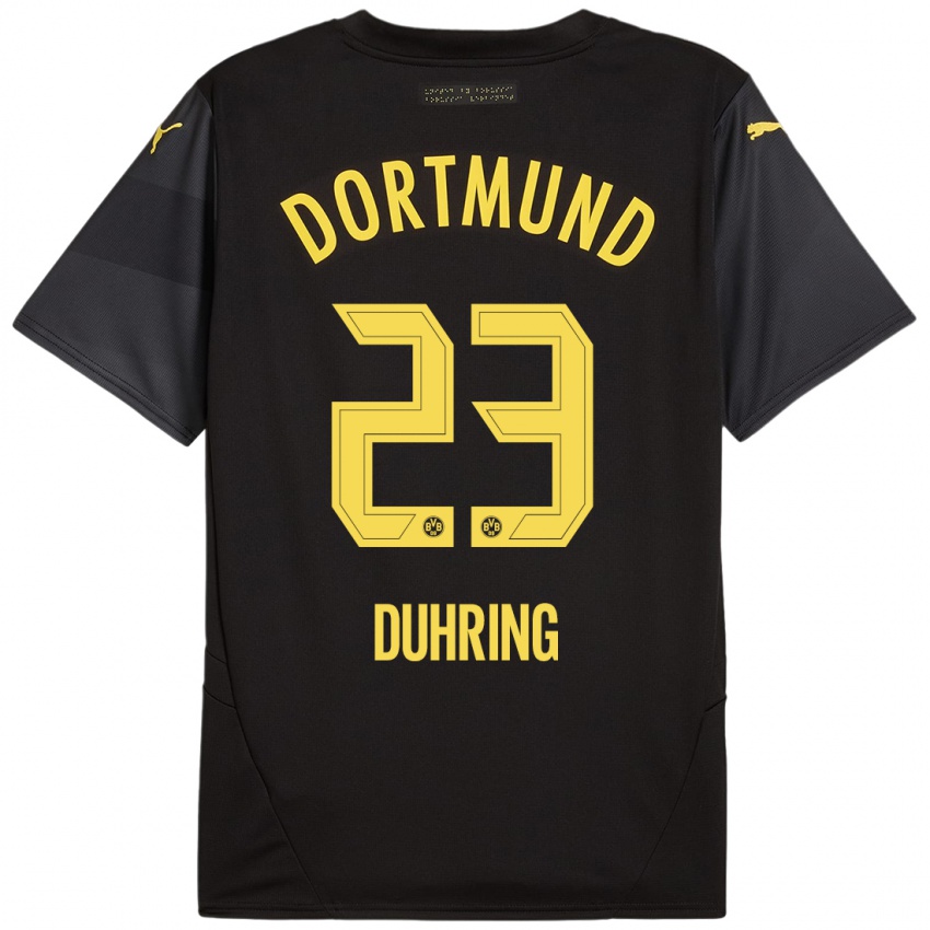 Kinder Marc Niclas Duhring #23 Schwarz Gelb Auswärtstrikot Trikot 2024/25 T-Shirt