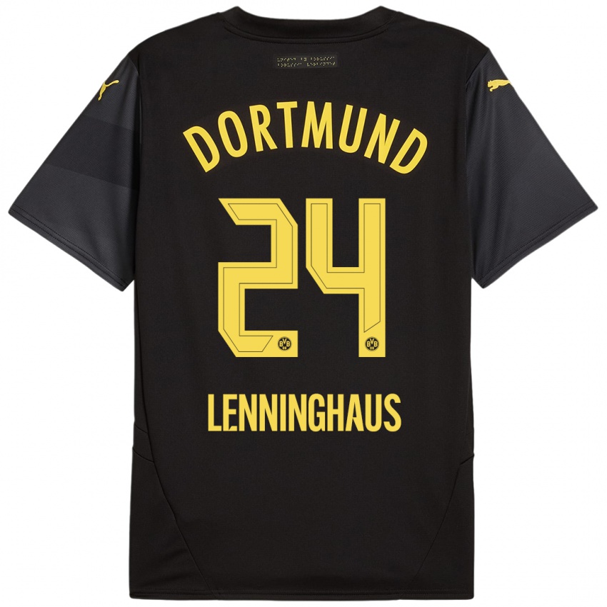 Kinder Mika Lenninghaus #24 Schwarz Gelb Auswärtstrikot Trikot 2024/25 T-Shirt